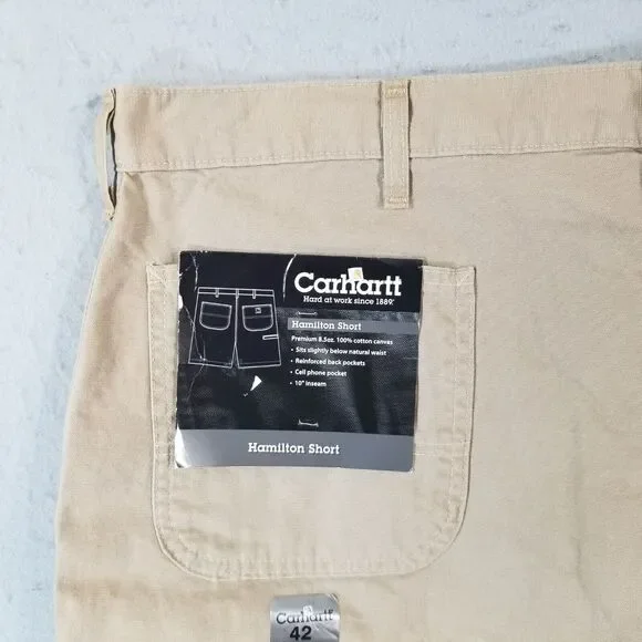 Carhartt Hamilton shorts men's 42 x 10 beige cotton Workwear outdoor NEW